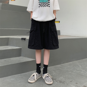 水洗棉夏季复古多口袋工装短裤男女款宽松五分裤102B-K079P48图片