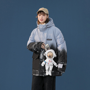 特90羽绒服男女连帽渐变星空加厚情侣羽绒衣102B-Y8099P185送公仔图片