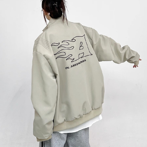 秋2025美式高街字母火焰飞行服夹克男女潮宽松外套102B-jk8012P88图片