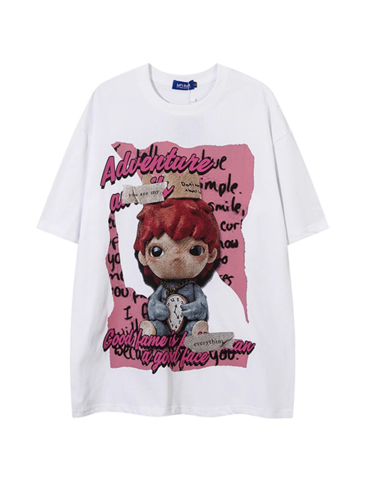 潮牌短袖T恤男女宽松嘻哈洗水做旧卡通印花五分袖102B-T7635P30,男装T恤,星座102B