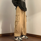 2024秋水洗棉复古工装裤男潮牌宽松多口袋飘带直筒裤102B-K203P65，男装休闲裤，星座102B