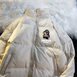 冬季保暖棉服卡通刺绣贴标宽松立领简约百搭棉衣男女102B-M130P98图片