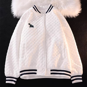 双层原版华夫格棒球服男女秋冬美式潮夹克痞帅外套102B-M6008P68图片