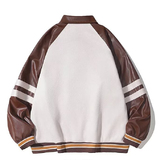 秋2025毛巾绣美式棒球服外套拼接休闲皮袖夹克学生102B-JK854P75，男装夹克，星座102B