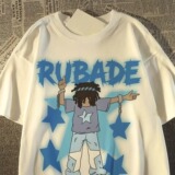 紧密220克复古街头hiphop趣味脏辫星星短袖男女宽松102B-T7276P30，男装T恤，星座102B