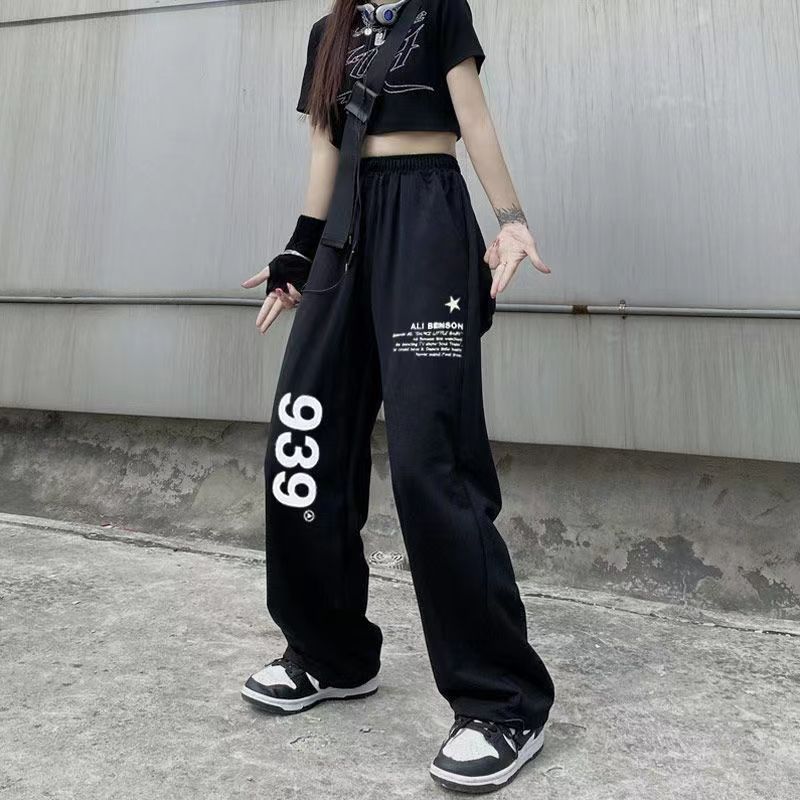 2024秋抽绳字母裤嘻哈hiphop街舞潮运动阔腿休闲裤102B-K741P40,男装休闲裤,星座102B