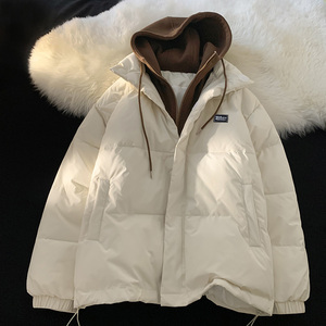 假两件棉服男加厚连帽外套美式高街棉衣秋冬潮棉袄102B-M3845P105图片