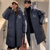 冬加厚小恶魔印花袖三杠连帽中长款宽松羽绒服男女102B-Y2188P165，男装羽绒服，星座102B