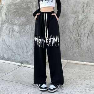 跨境高腰抽绳宽松欧美辣妹风运动裤男女102B-K711P45图片