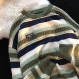 毛衣男女春复古日系慵懒宽松港风条纹针织衫102B-M4398P50，男装针织衫/毛衣，星座102B