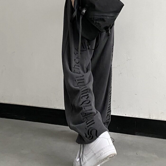 米尼韩版字母刺绣宽松百搭卫裤运动裤男女九分裤潮102B-K8249P55,女装休闲裤,星座102B