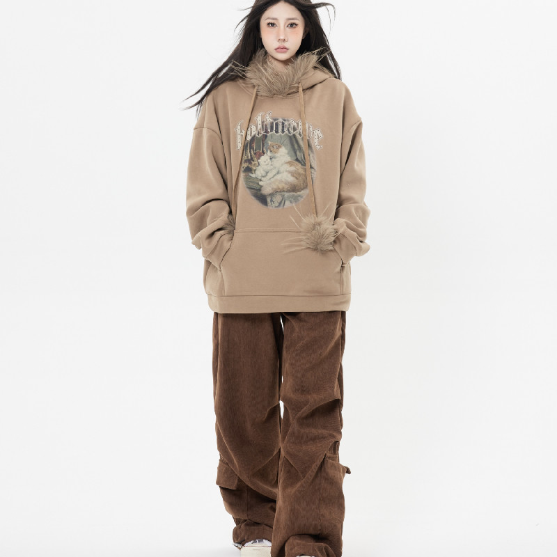加绒美拉德灯芯绒工装裤学生韩版宽松休闲卫裤102B-K810P45加绒55,男装休闲裤,星座102B
