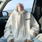 秋25情侣重磅帽衫带帽拉链外套连帽开衫卫衣男高级102B-W7336P65，女装短外套，星座102B