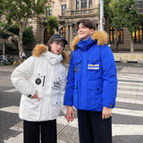 工装情侣装羽绒服连帽真毛中长加厚派克服冬外套102B-Y8258P235，男装羽绒服，星座102B