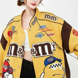 原版广货复古拼接刺绣棒球服男女潮牌宽松休闲夹克102B-W824P118，女装短外套，星座102B
