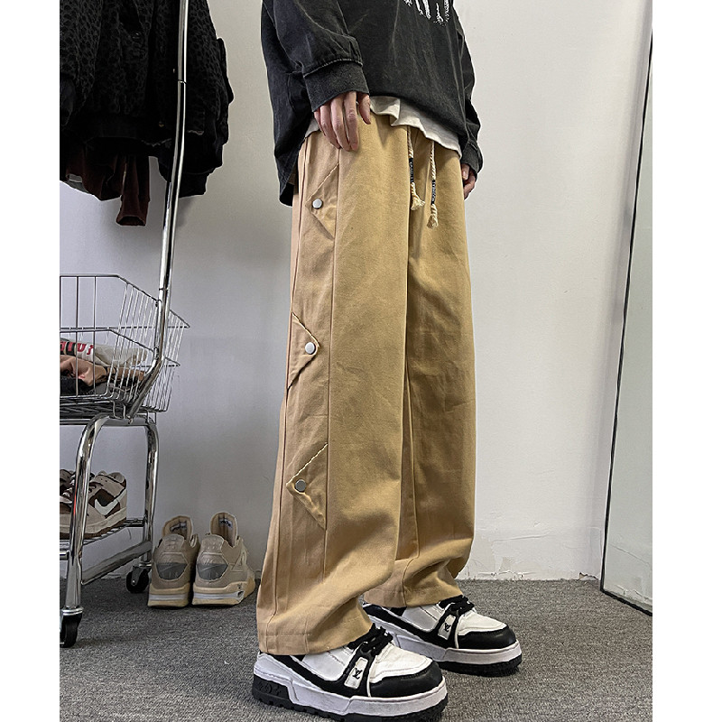 秋2025纯棉排扣伐木裤工装裤韩版宽松直筒裤休闲裤102B-K809P55,男装工装外套,星座102B