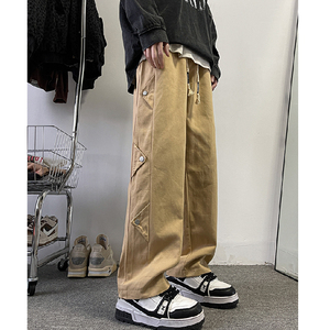 秋2025纯棉排扣伐木裤工装裤韩版宽松直筒裤休闲裤102B-K809P55图片
