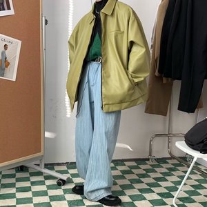 街头轮廓机车服皮衣外套情侣复古PU皮翻领夹克小众102B-JK1330P95图片