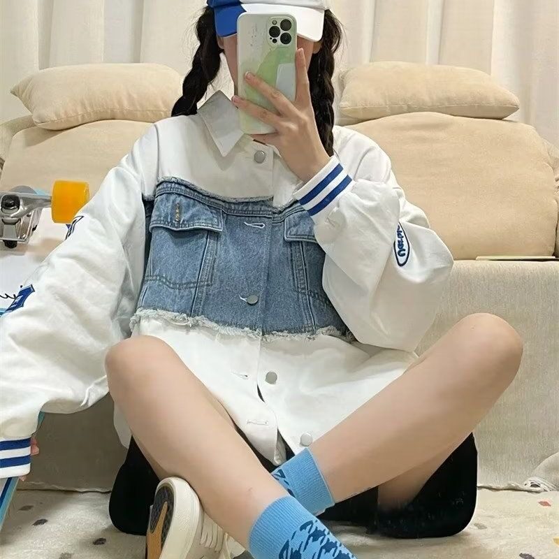 牛仔刺绣拼接工装夹克男女日系情侣装潮牌宽松外套102B-JK333P78,男装夹克,星座102B