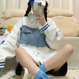 牛仔刺绣拼接工装夹克男女日系情侣装潮牌宽松外套102B-JK333P78，男装夹克，星座102B