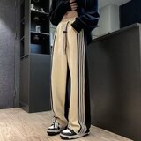 青春流行直筒型男休闲裤拼色运动裤条纹直筒宽松裤102B-K4141P55，男装休闲裤，星座102B