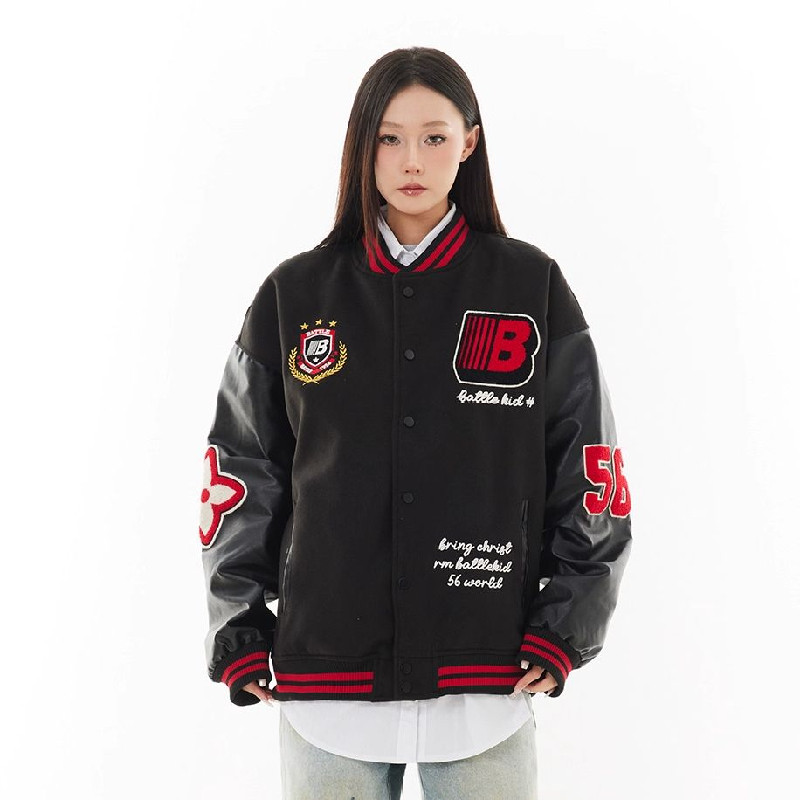 秋25徽章拼接撞色棒球服外套潮牌情侣宽松夹克外套102B-JK583P75,男装夹克,星座102B