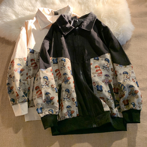 设计感拼接小熊夹克外套秋宽松复古棒球服ins潮男女102B-W362P55图片
