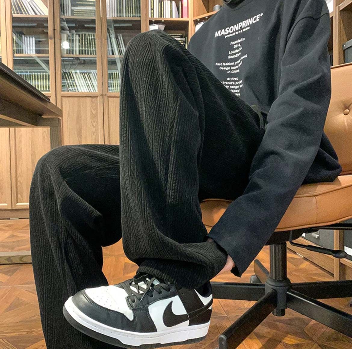 加绒加厚麦穗灯芯绒宽松休闲阔腿裤男休闲裤102B-K8205P45加绒55,男装卫衣,星座102B