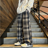 秋2025重磅毛呢格子裤秋冬新款休闲运动直筒裤102B-K814P48加绒58，男装卫衣，星座102B