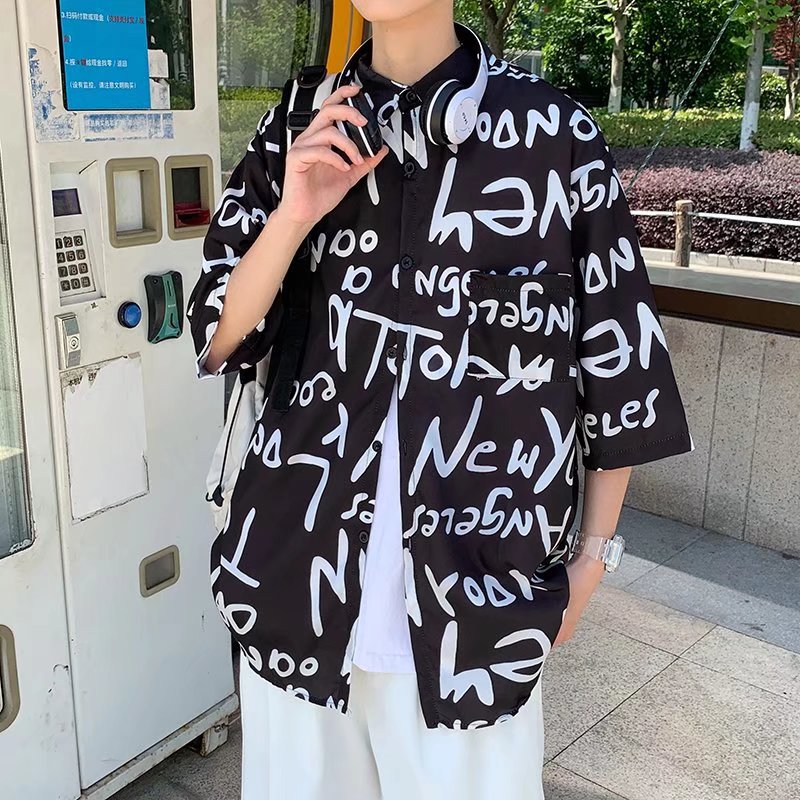 夏季薄款学生宽松韩版设计感小众轻熟港风上衣102B-C8610P28特,男装衬衫,星座102B