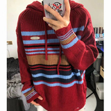 春破洞毛衣慵懒风宽松连帽条纹男女套头针织衫上衣102B-MY210P58，男装针织衫/毛衣，星座102B