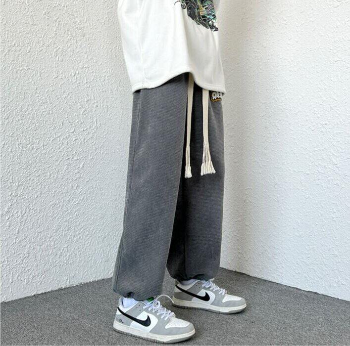 华夫格加绒加厚秋冬韩版束脚哈伦卫裤休闲裤潮102B-K216P55,男装休闲裤,星座102B