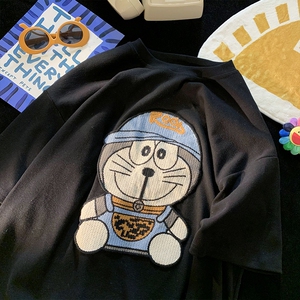 纯棉重工刺绣T恤男女夏季新款学生韩版短袖上衣t恤102B-T5404P30图片