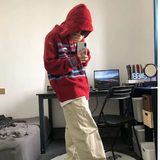 破洞毛衣慵懒风宽松连帽条纹男女套头针织衫上衣102B-MY210P58，男装针织衫/毛衣，星座102B