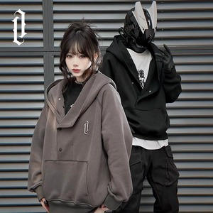 秋2025纽扣套头斜门襟连帽卫衣男女宽松休闲外套潮102B-W8953P58,女装短外套,星座102B