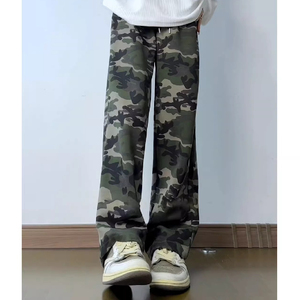 美式复古弯刀迷彩裤男款春秋垂感直筒微喇卫裤cleanfit慵懒风裤子图片