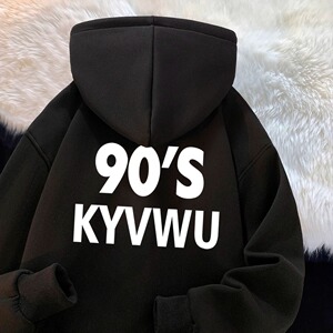 连帽卫衣男潮牌字母印花高街冬加绒加厚外套102B-W2545P48加绒58图片