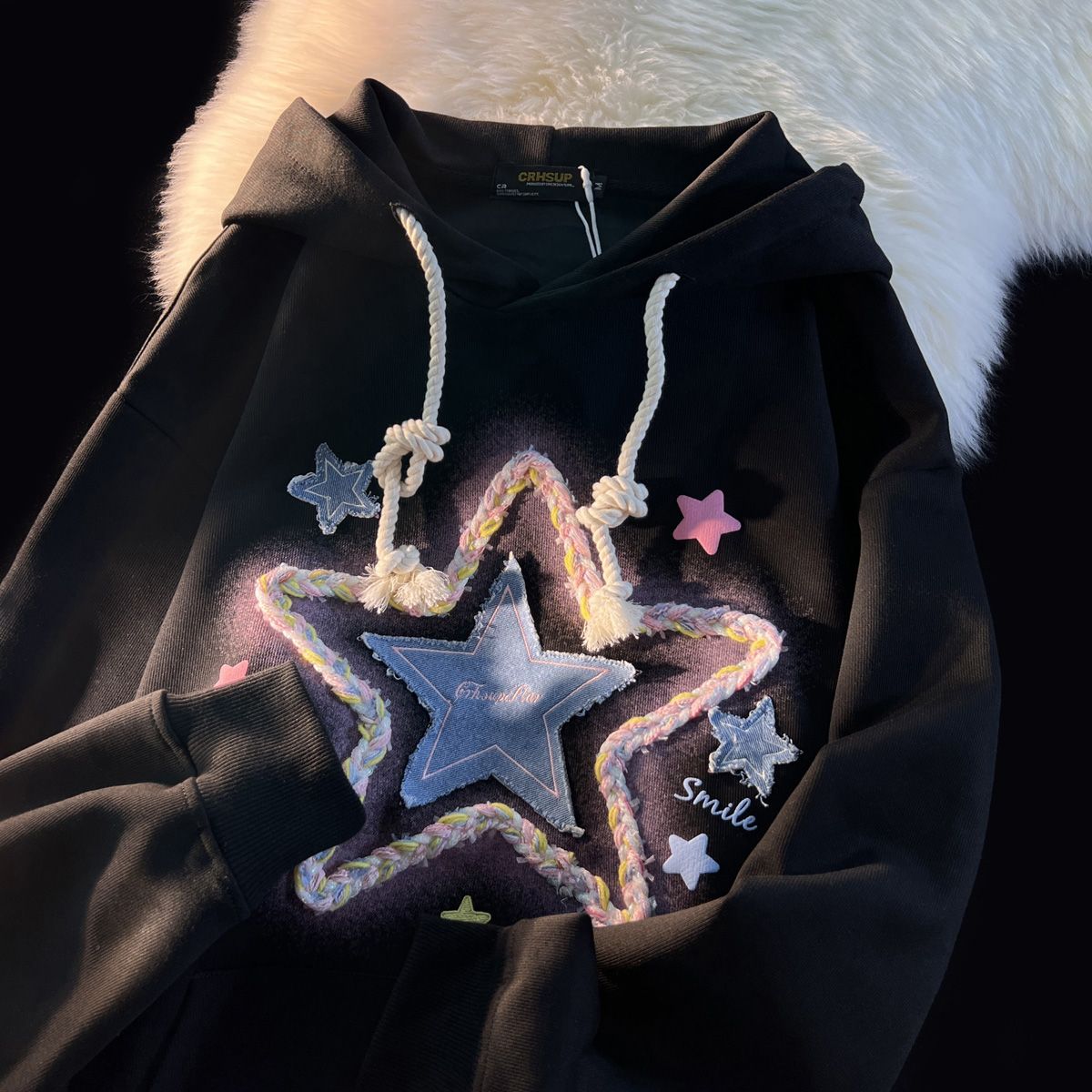 加厚420克华棉复银狐绒毛巾刺绣加绒连帽卫衣102B-W2703P55加绒60，男装卫衣，星座102B