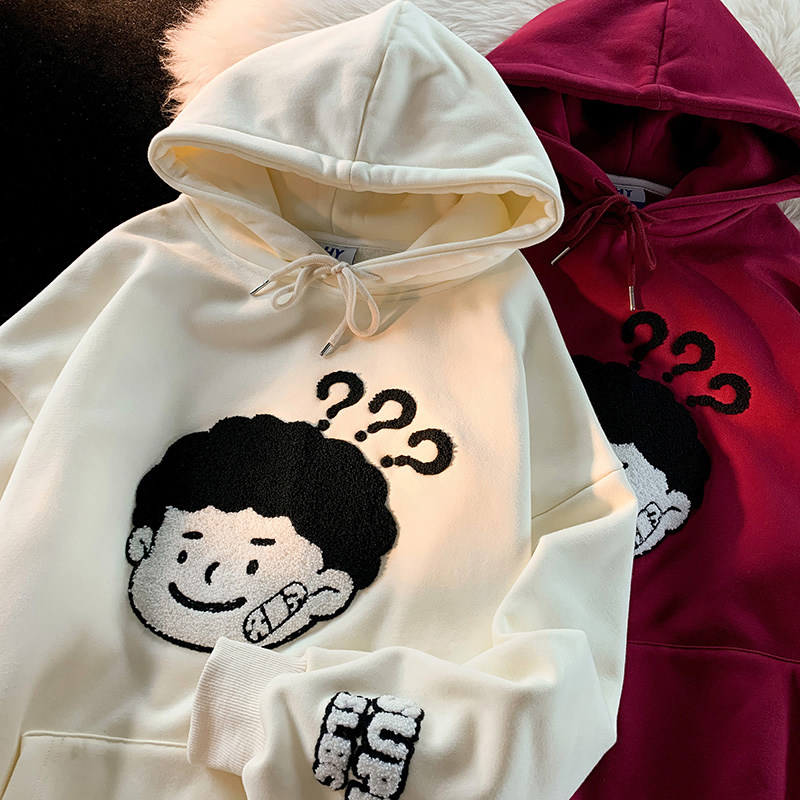 鱼鳞棉秋卫衣卡通头像毛巾绣后包条双层帽外套男女102B-W6456P48,男装卫衣,星座102B
