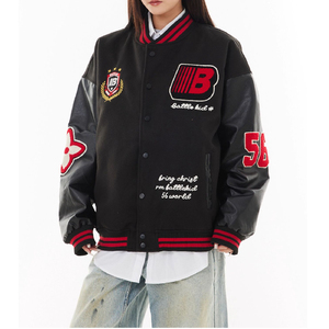 秋25徽章拼接撞色棒球服外套潮牌情侣宽松夹克外套102B-JK583P75,jk可以搭配渔网袜吗图片