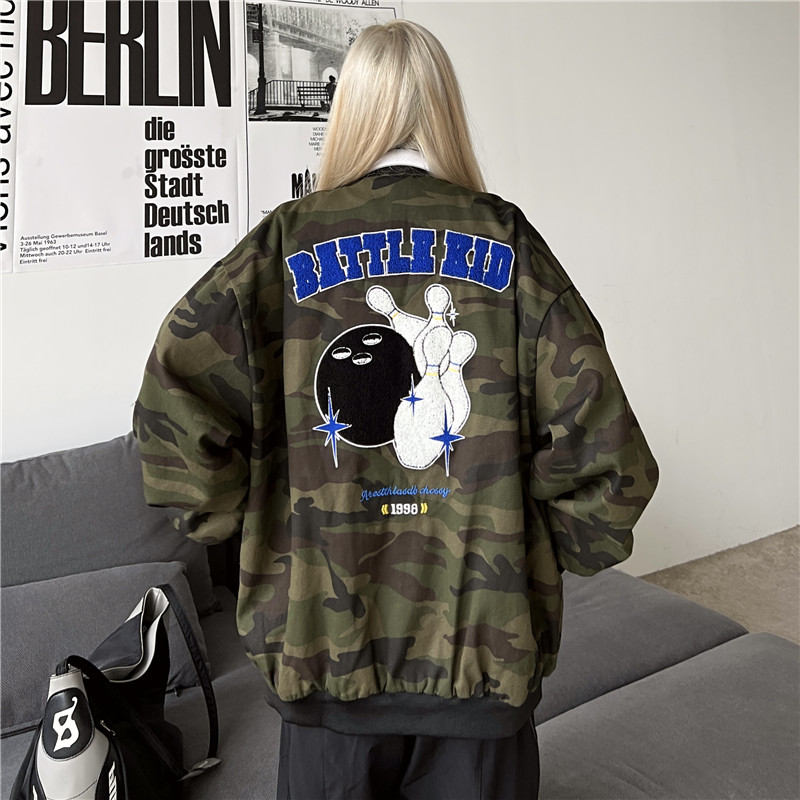 全棉工装布迷彩美式加内里复古棒球服男女宽松外套102B-J0729P98,男装夹克,星座102B