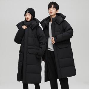 冬季白鹅绒羽绒服男长款过膝男女同款情侣宽松外套102B-Y8915P265图片