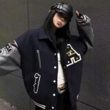 秋2025重工刺绣拼皮潮牌棒球服外套长袖翻领夹克102B-JK307P78，男装夹克，星座102B