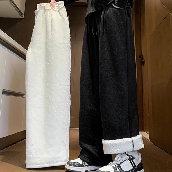 加绒糯米裤秋冬新款直筒长裤学生软糯休闲裤102B-K6618P45加绒55，男装卫衣，星座102B