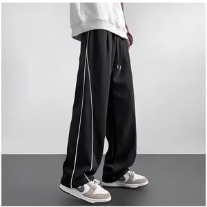 美式复古条纹裤子日系休闲运动裤宽松阔腿长裤卫裤102B-K4548P45图片