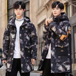 冬装加厚90绒迷彩大口袋连帽后背字母logo羽绒服男102B-B018P260图片