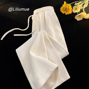 提花麦穗条休闲裤运动裤男女学生韩版宽松直筒长裤102B-K2509P45图片