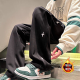 星星印花直筒裤秋冬学生韩版休闲裤运动加绒男女102B-K839P48，男装休闲裤，星座102B