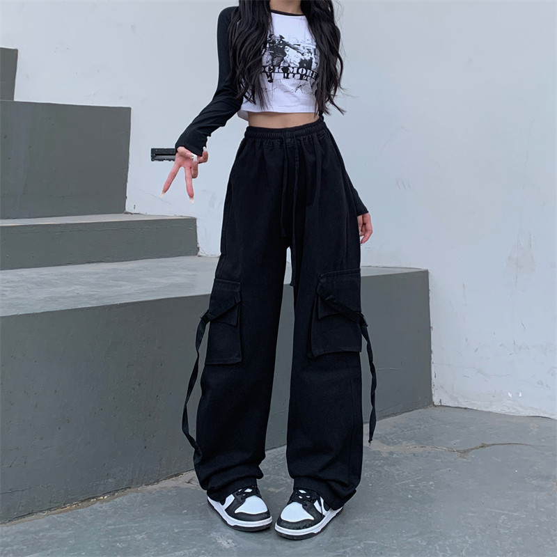 水洗全棉工装裤男女宽松抽绳运动裤ins阔腿休闲裤子102B-K288P68,男装休闲裤,星座102B