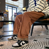 秋2025灯芯绒格子撞色阔腿裤学生休闲裤运动裤102B-K510P45加绒55，女装休闲裤，星座102B